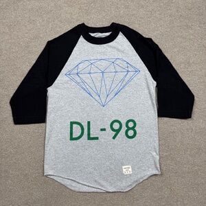 Diamond Supply Mens Shirt Gray Small Short Sleeve Raglan Tee Skateboarding Adult